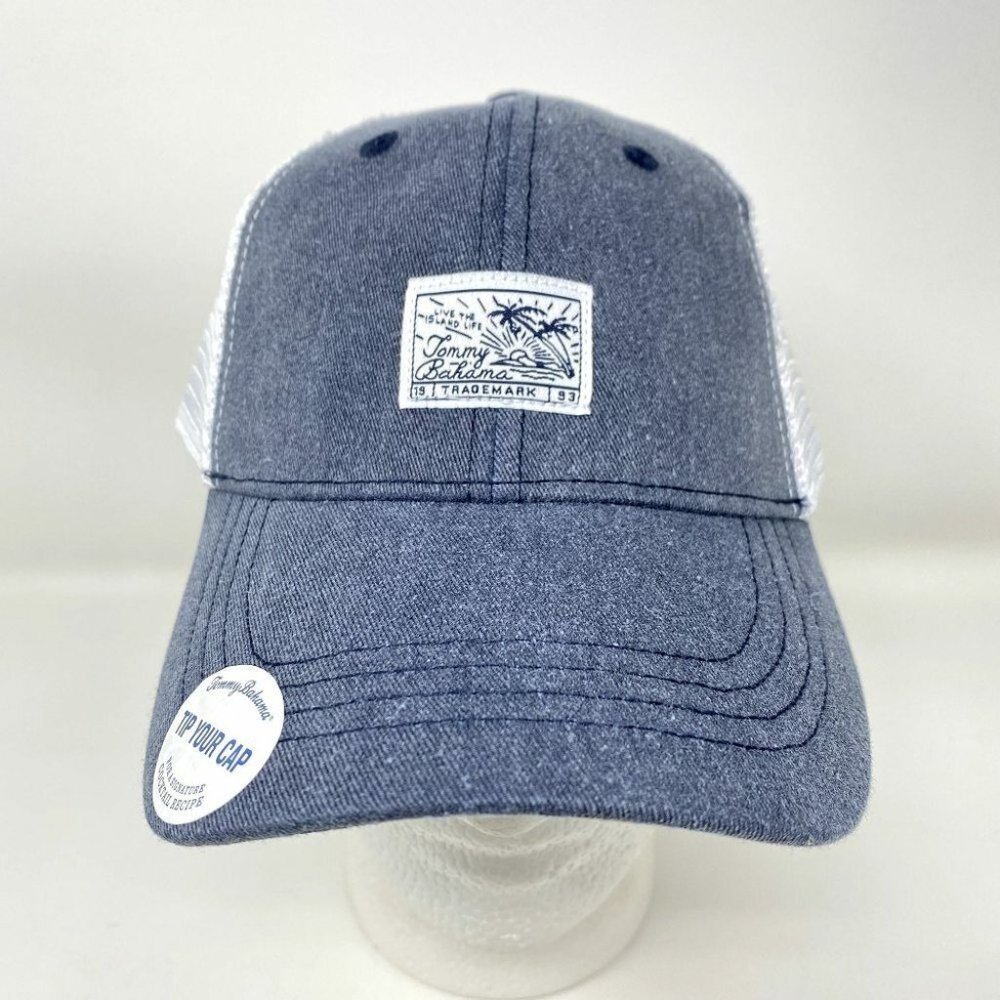 Tommy Bahama Strapback Hat‎ Gray Fishing Beach Mesh Bar Baja Margarita